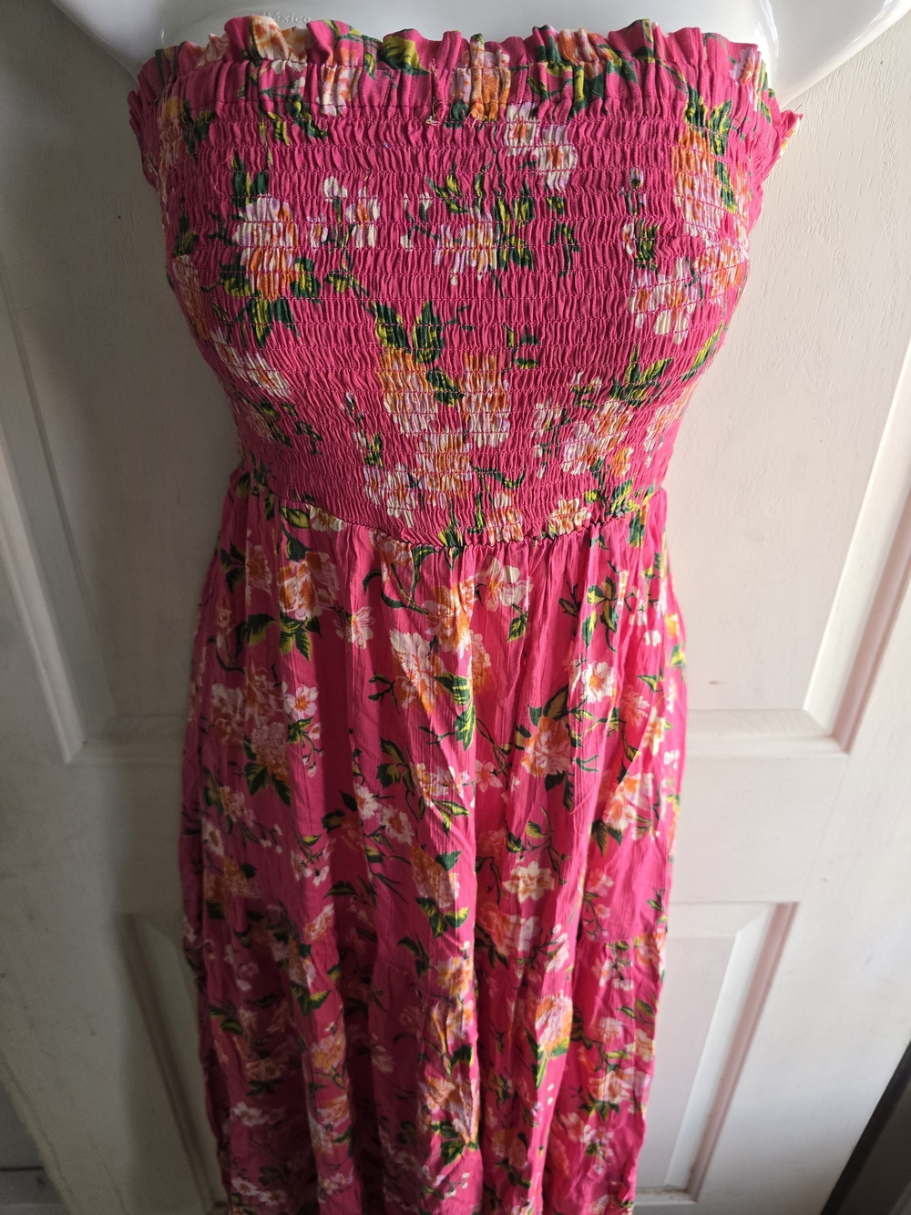 Angie Pink Floral Strapless Maxi
